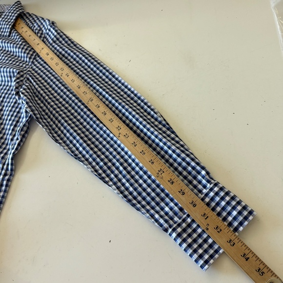 Robert Graham Designer Tri-Blue Plaid Flip Cuff Button Up Dress Shirt Mens XL - Picture 6 of 8